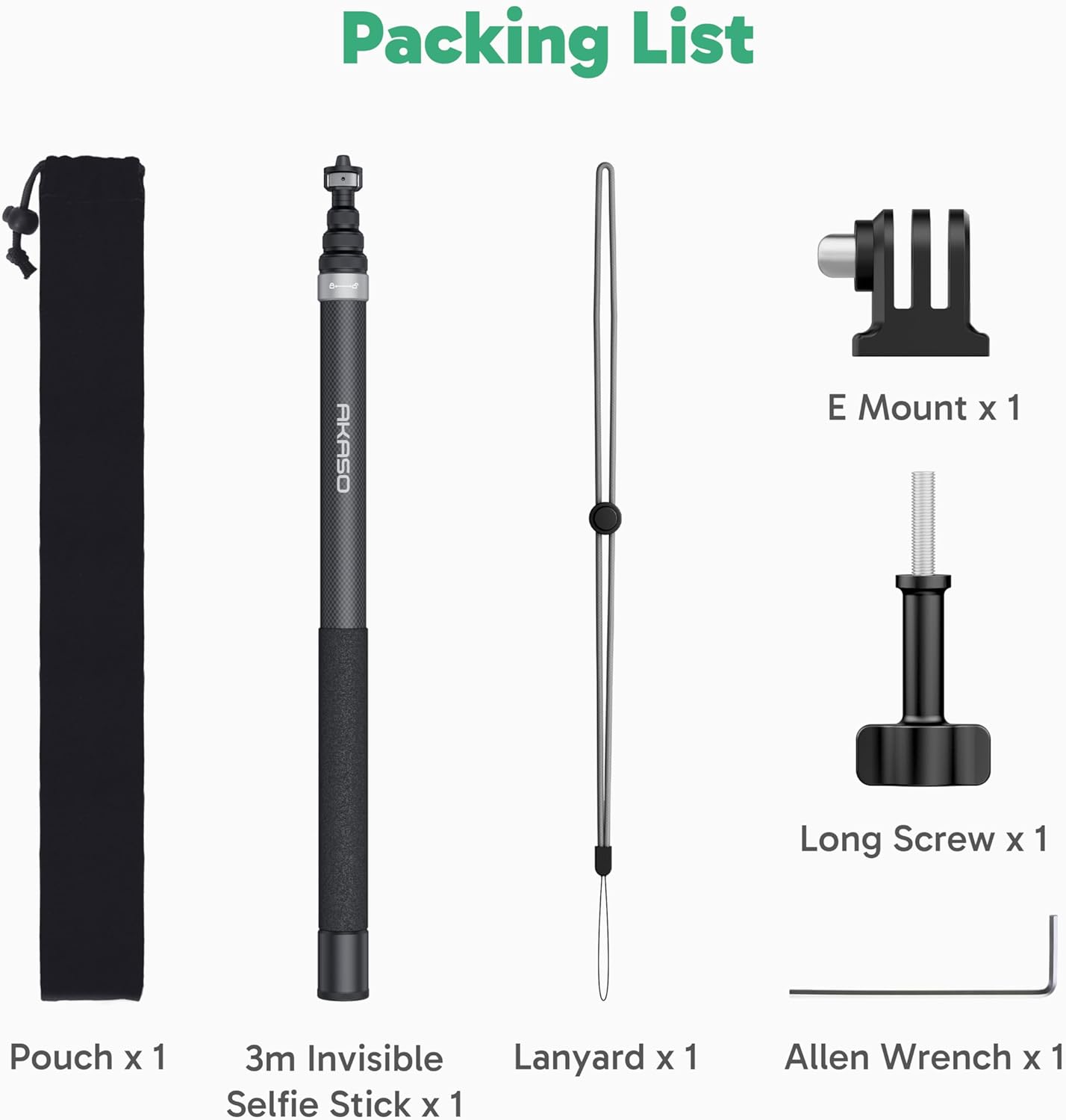 AKASO 118"/3m Invisible Selfie Stick