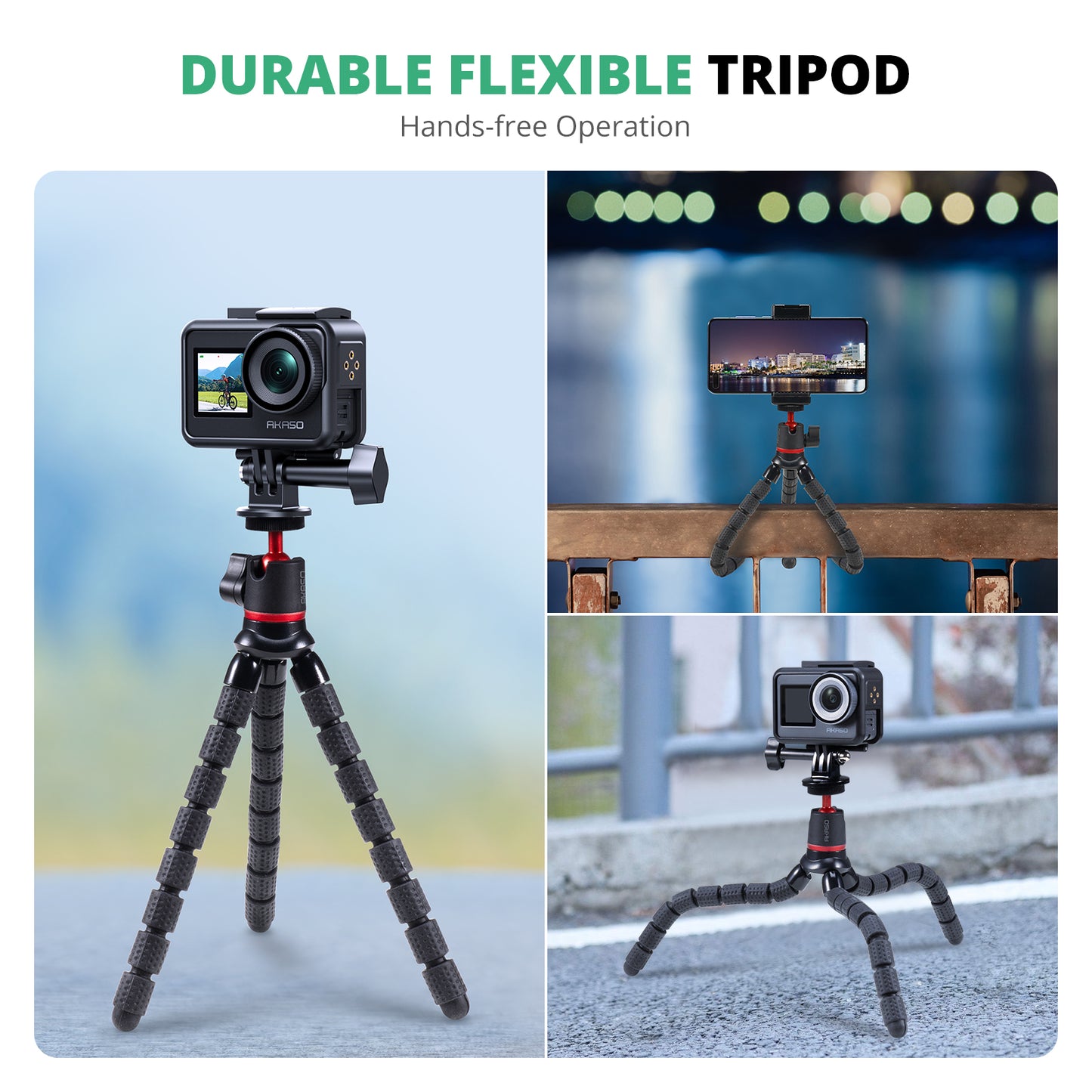 AKASO Flexible Tripod Action Camera Accessories Kit