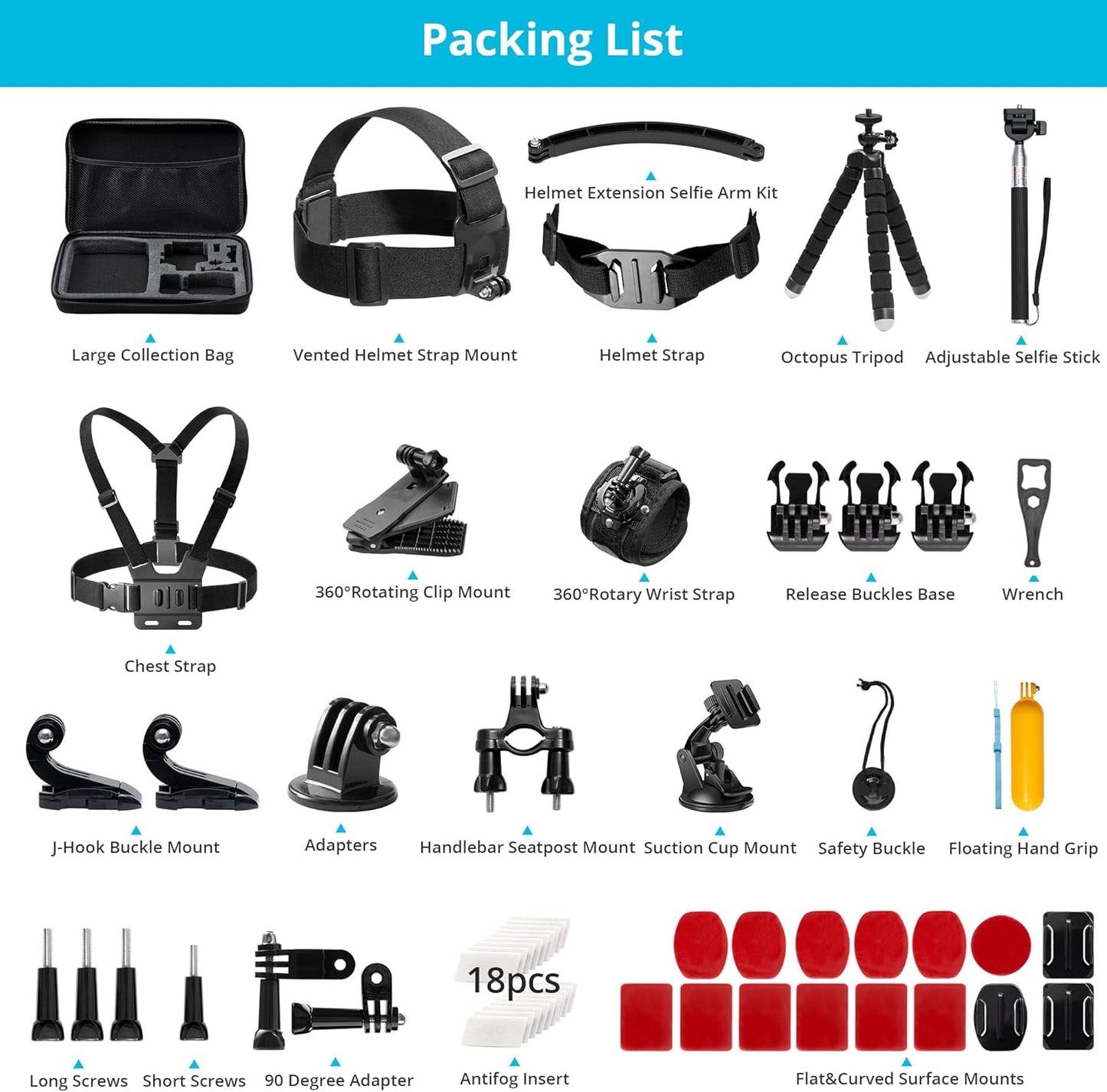 AKASO Action Camera Accessories Kit