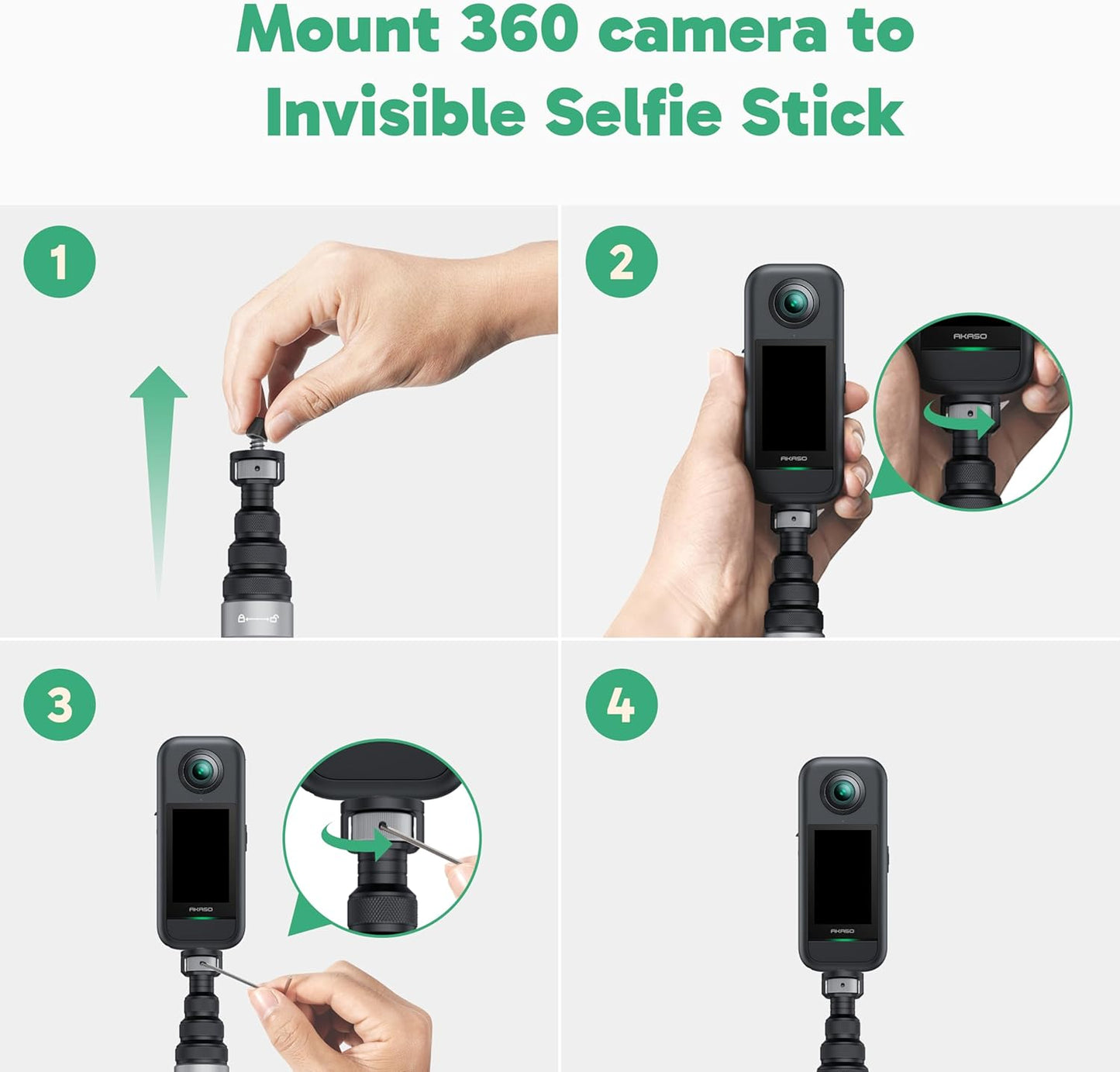 AKASO 118"/3m Invisible Selfie Stick