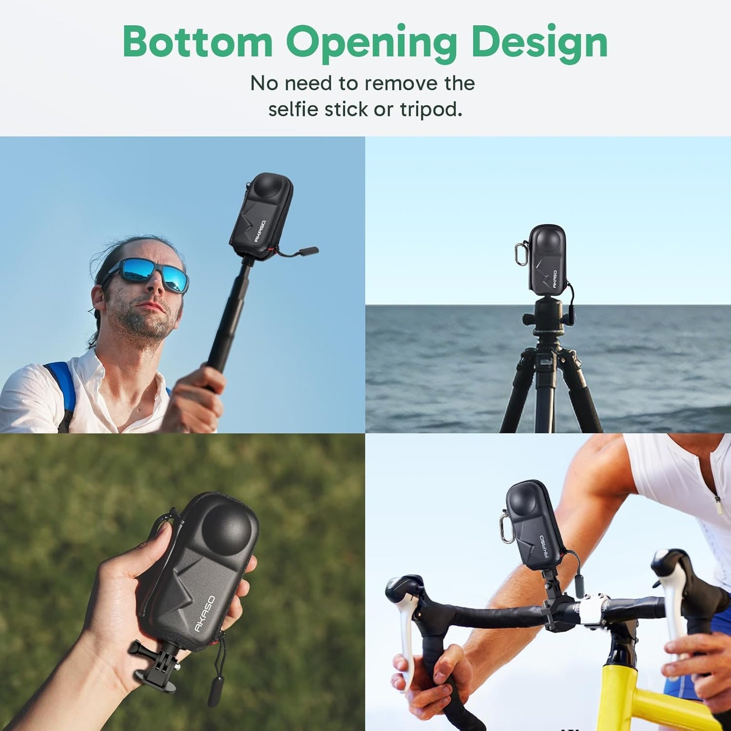 compact lightweight 360 camera travel carrying case with carabiner clip